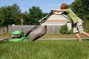 mowing lawn